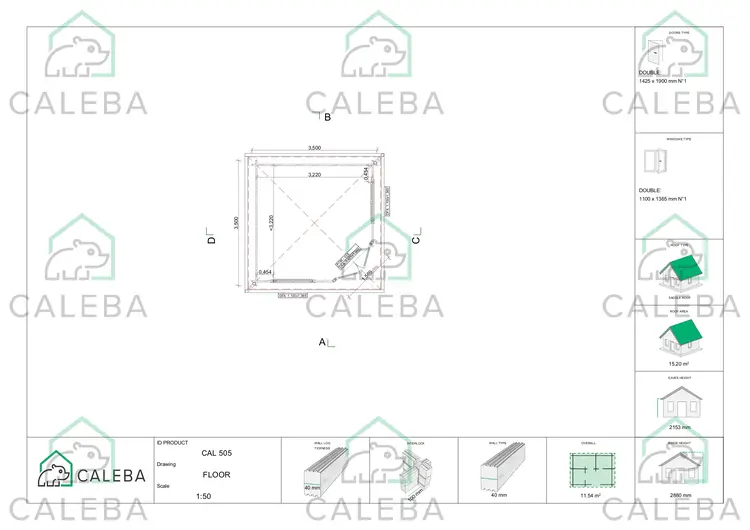 Casetta da giardino KARIN 12 m², planimetria