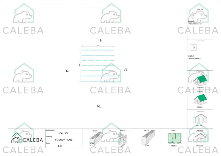 Casa in legno da giardino SALLY 10 m², piano fondazione