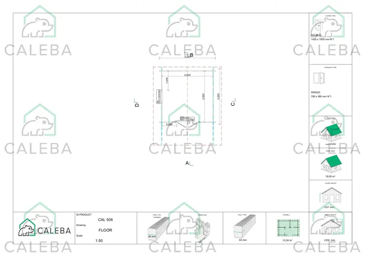 Casa in legno da giardino SALLY 10 m², planimetria