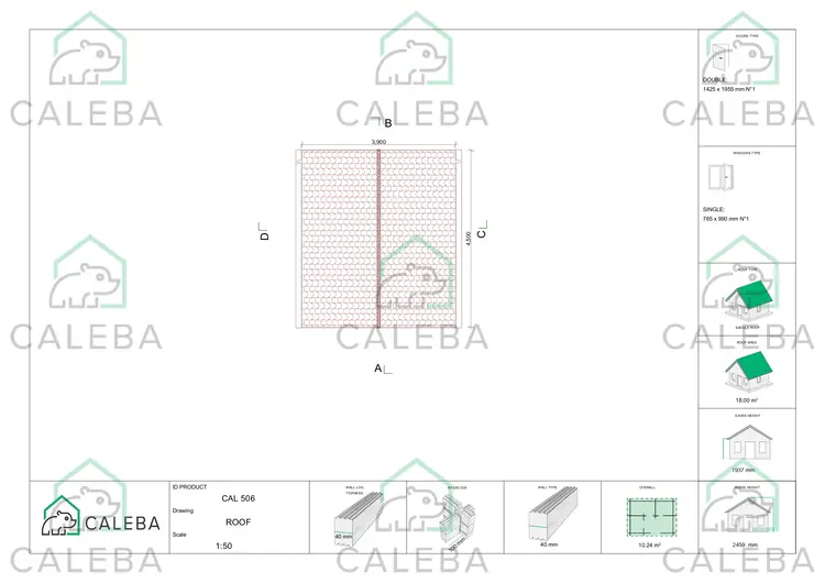 Casa in legno da giardino SALLY 10 m², pianta copertura
