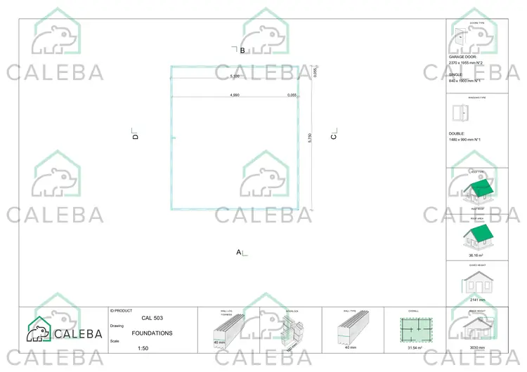 Garage di legno doppio 30 m², piano fondazione