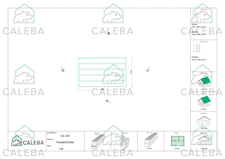 Casetta da giardino ALEXIA 14 m², piano fondazione