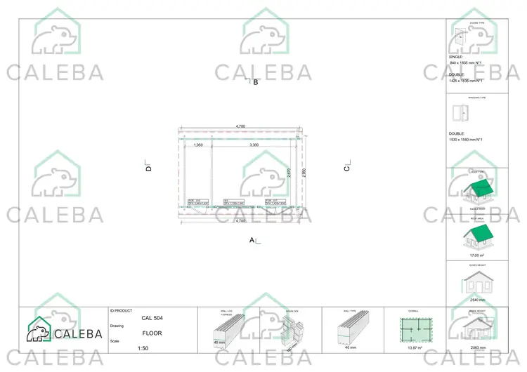 Casetta da giardino ALEXIA 14 m², planimetria