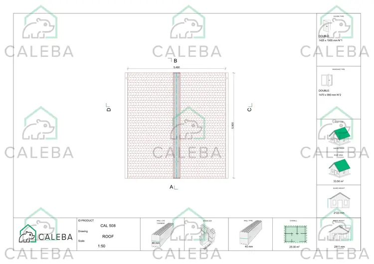 Casetta da giardino MARTA 25 m², pianta copertura