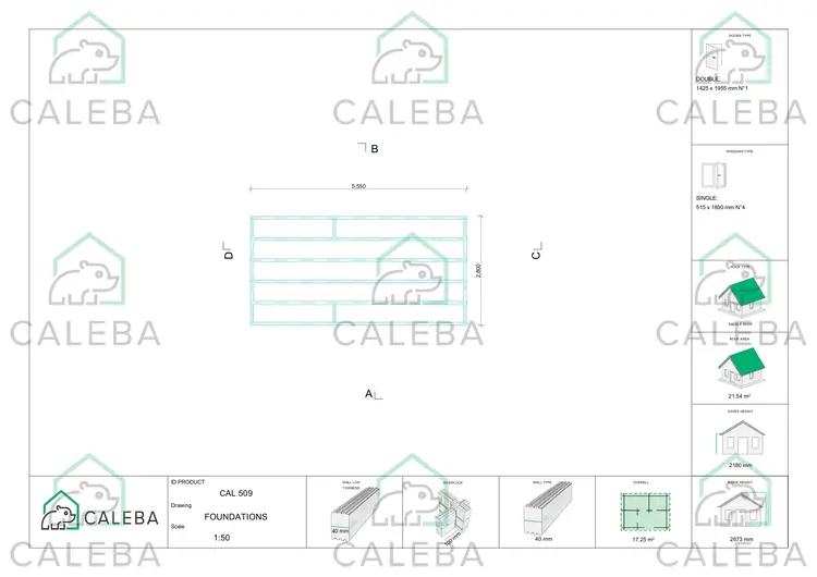 Casetta in legno ZAIRA 17 m², piano fondazione
