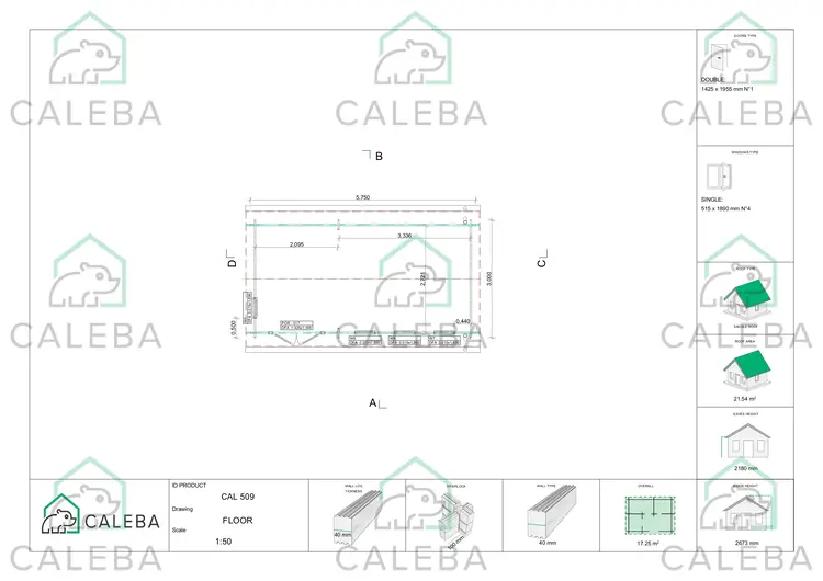 Casetta in legno ZAIRA 17 m², planimetria