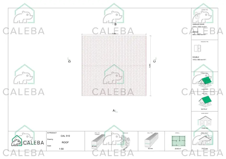 Garage in legno 30 m², pianta copertura