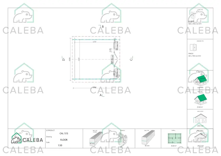 Casetta da giardino BENEDETTA 16 m², planimetria