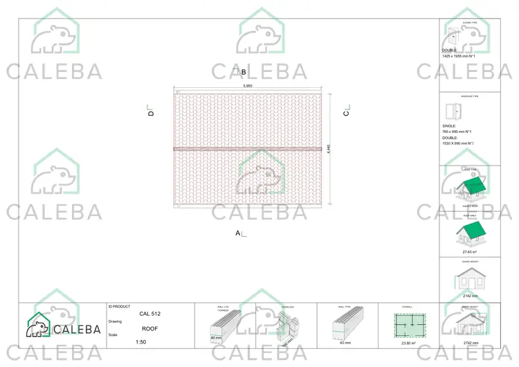 Casetta da giardino MELISSA 24 m², pianta copertura
