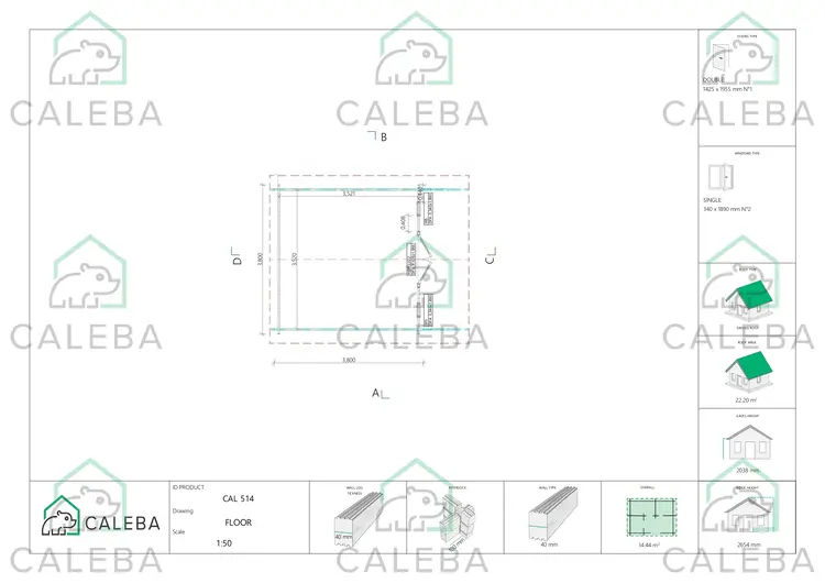 Casetta da giardino MARGHERITA 14 m², planimetria