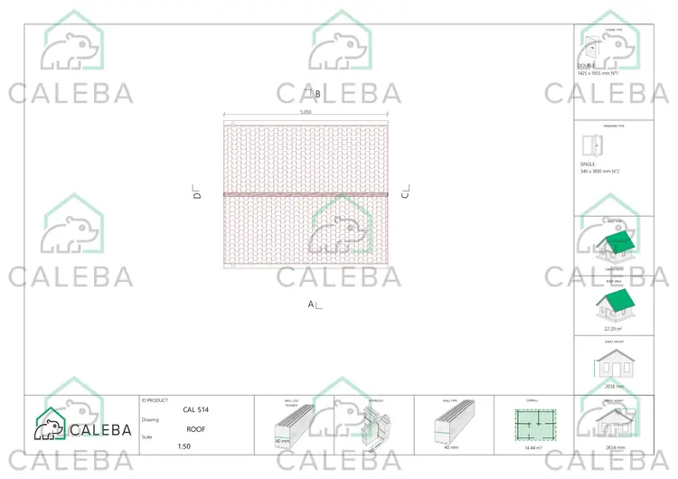 Casetta da giardino MARGHERITA 14 m², pianta copertura