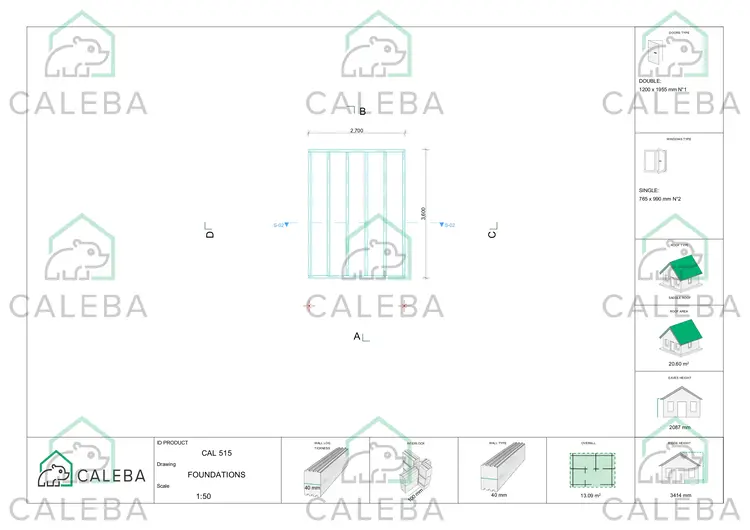 Casa in legno da giardino LALLA 13.09 m², piano fondazione