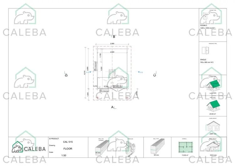 Casa in legno da giardino LALLA 13.09 m², planimetria