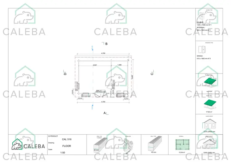 Casetta da giardino JENNIFER 15 m², planimetria