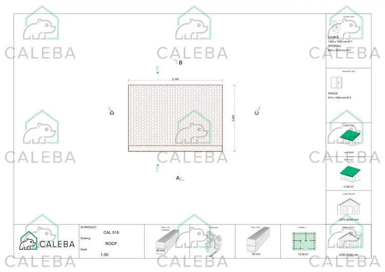 Casetta da giardino JENNIFER 15 m², pianta copertura