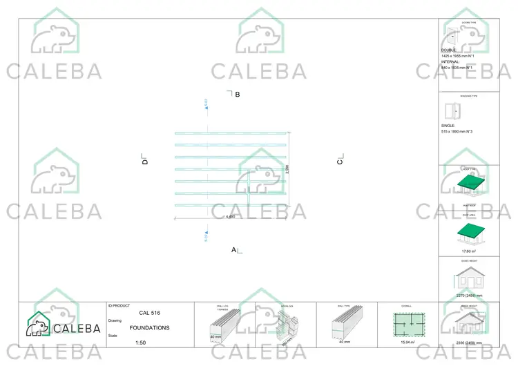 Casa in legno da giardino SVEVA 14 m², piano fondazione