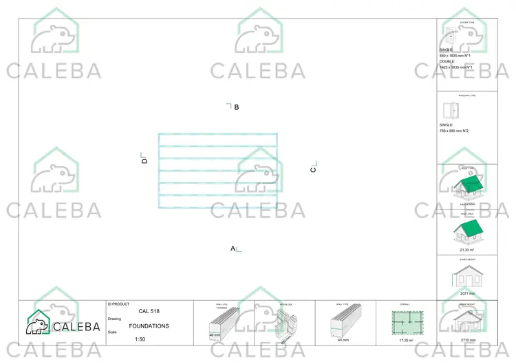 Casetta in legno LUNA 17 m², piano fondazione