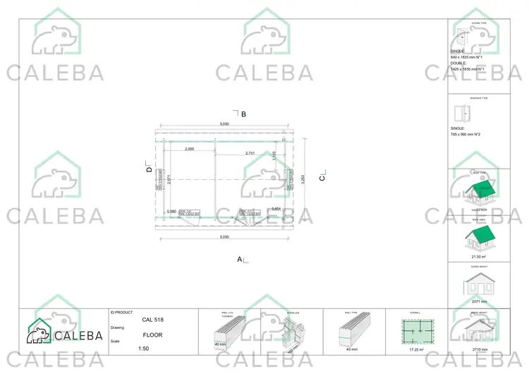 Casetta in legno LUNA 17 m², planimetria