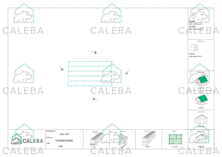 Casa in legno da giardino BETTA 10 m², piano fondazione
