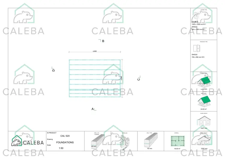 Casetta da giardino ROSA 18 m², piano fondazione