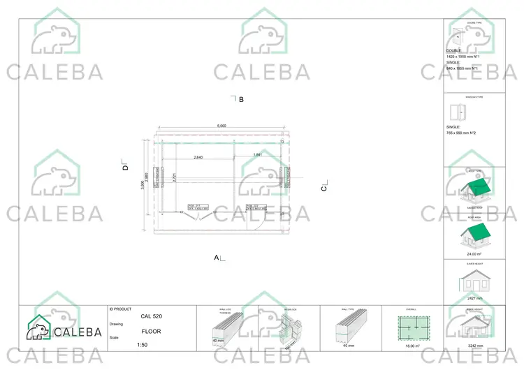 Casetta da giardino ROSA 18 m², planimetria