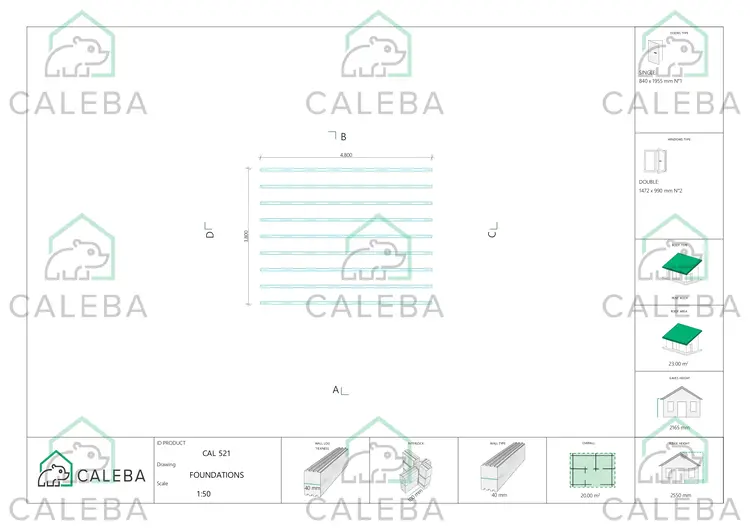 Casa in legno da giardino DESY 20 m², piano fondazione