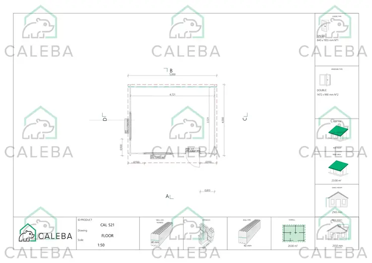 Casa in legno da giardino DESY 20 m², planimetria
