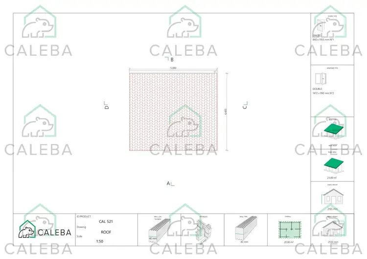 Casa in legno da giardino DESY 20 m², pianta copertura