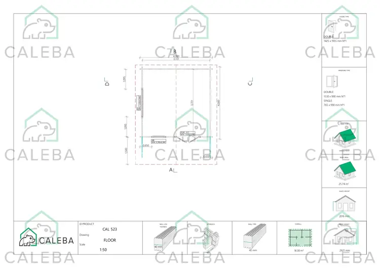 Casetta da giardino AUDREY 16 m², planimetria