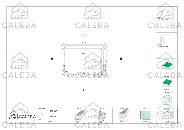 Casetta da giardino MICHELLE 15 m², planimetria