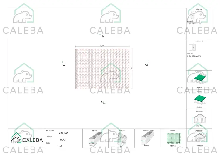 Casetta da giardino MICHELLE 15 m², pianta copertura