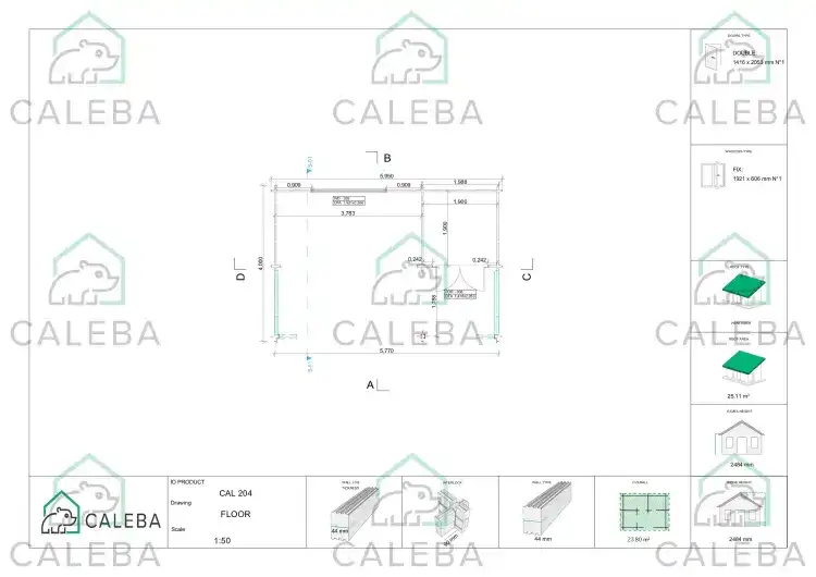 Casetta in legno ASIA 24 m², planimetria