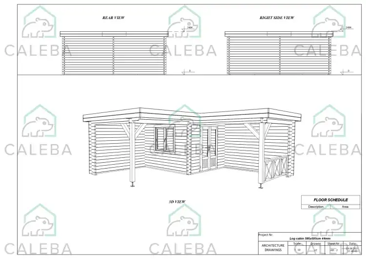Casetta da giardino REBECCA 36 m², lati A/B/C/D