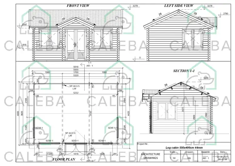 Casa in legno da giardino GRACE 22 m², planimetria
