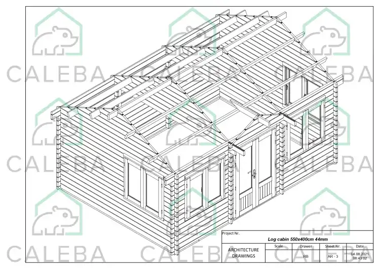 Casa in legno da giardino GRACE 22 m², pianta copertura