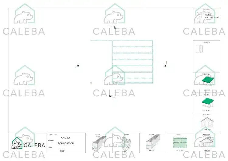 Casetta in legno GISELLE 25 m², piano fondazione