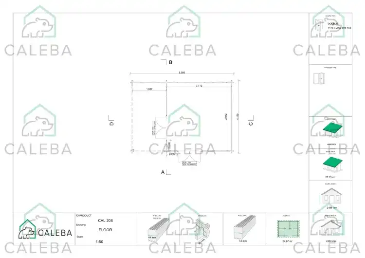Casetta in legno GISELLE 25 m², planimetria