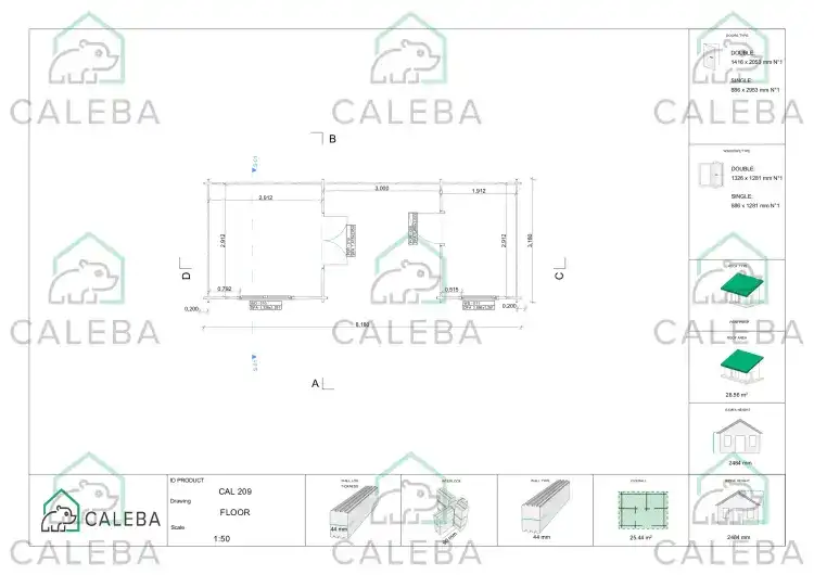 Casa in legno da giardino FIAMMETTA 25 m², planimetria