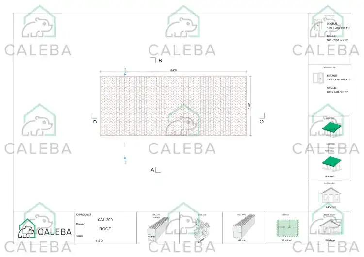 Casa in legno da giardino FIAMMETTA 25 m², pianta copertura