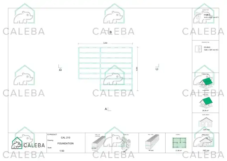 Casetta da giardino ANASTASIA 22 m², piano fondazione