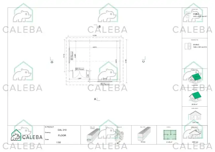 Casetta da giardino ANASTASIA 22 m², planimetria