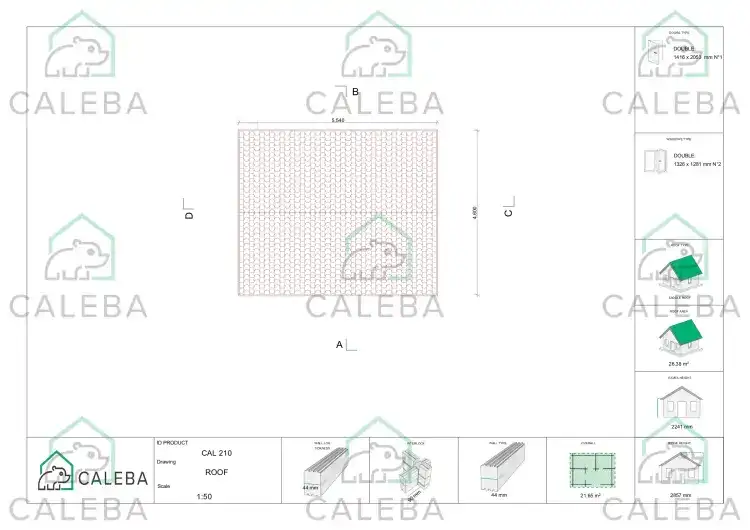 Casetta da giardino ANASTASIA 22 m², pianta copertura