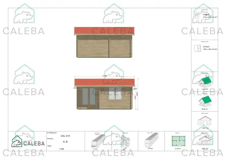 Casetta da giardino ANASTASIA 22 m², lati A/B