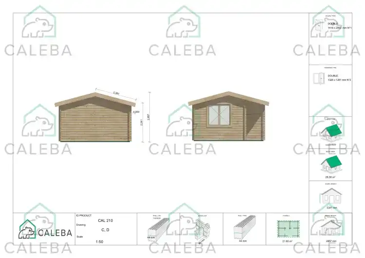 Casetta da giardino ANASTASIA 22 m², lati C/D