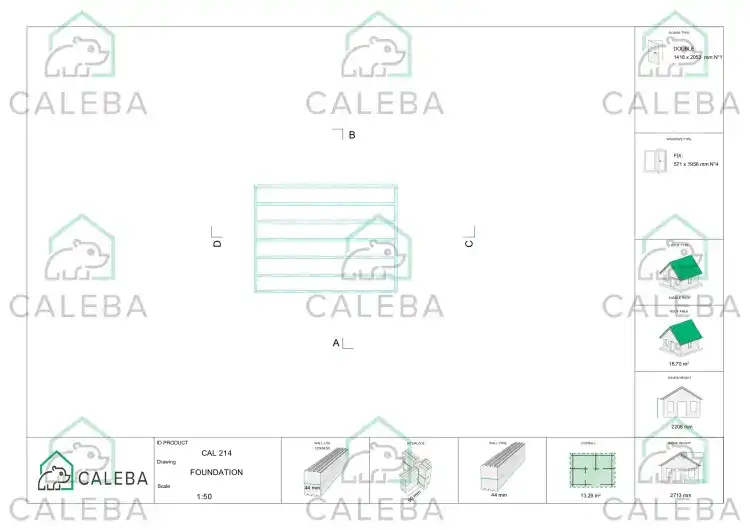 Casetta in legno GABRIELLA 12 m², piano fondazione