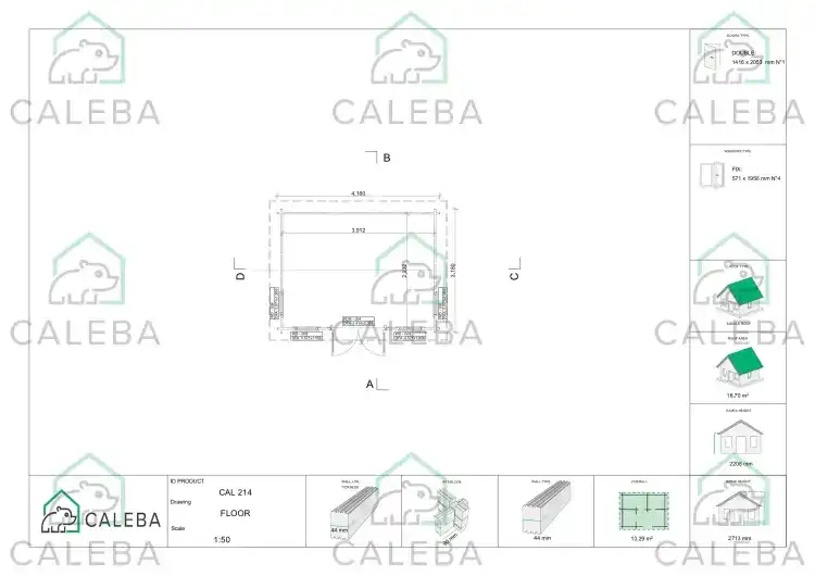 Casetta in legno GABRIELLA 12 m², planimetria