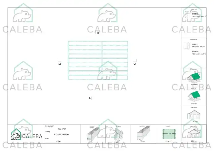 Casetta da giardino NICOLE 24 m², piano fondazione