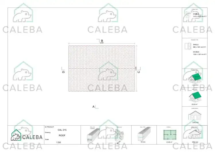 Casetta da giardino NICOLE 24 m², pianta copertura