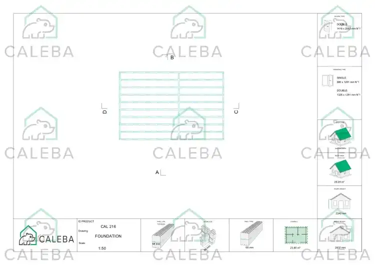 Casa in legno da giardino NICOLE 24 m², piano fondazione