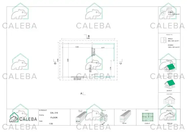 Casa in legno da giardino NICOLE 24 m², planimetria